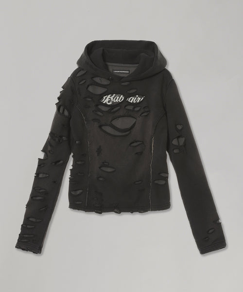 Damaged Overlay Hoodie-LOADINGROOM-Forget-me-nots Online Store