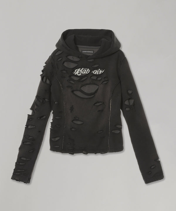 Damaged Overlay Hoodie-LOADINGROOM-Forget-me-nots Online Store