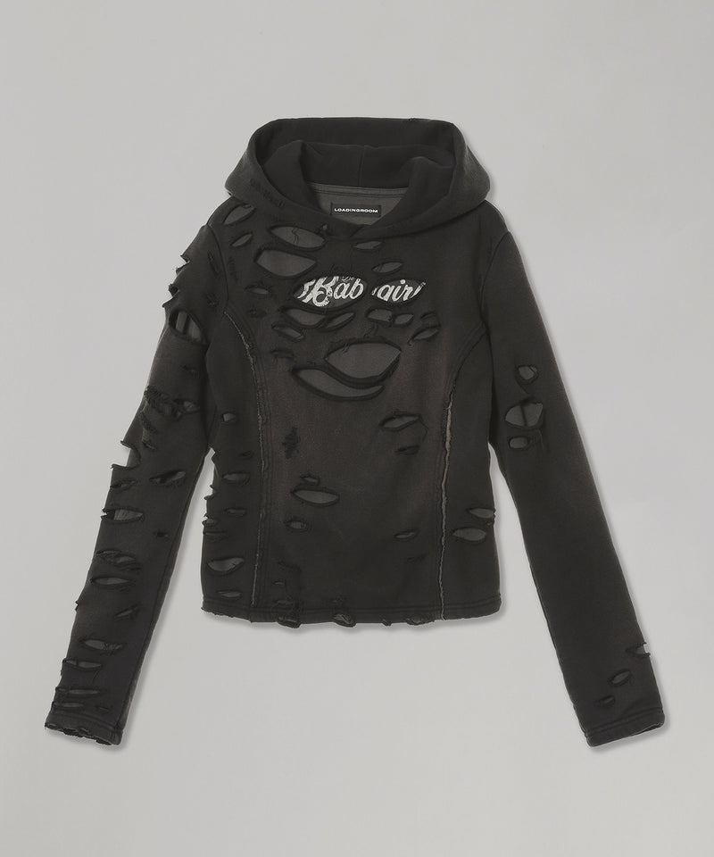 Damaged Overlay Hoodie-LOADINGROOM-Forget-me-nots Online Store
