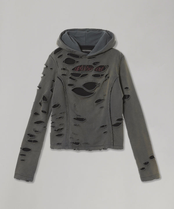 Damaged Overlay Hoodie-LOADINGROOM-Forget-me-nots Online Store