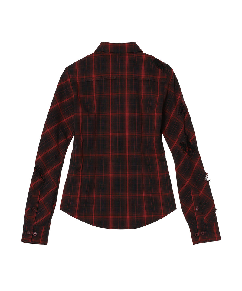 Check Overlay Lace Shirt-LOADINGROOM-Forget-me-nots Online Store
