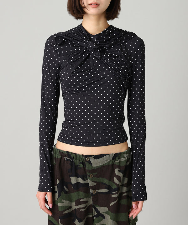 Knotted Jersey Top-rokh-Forget-me-nots Online Store