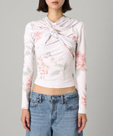 Knotted Jersey Top-rokh-Forget-me-nots Online Store