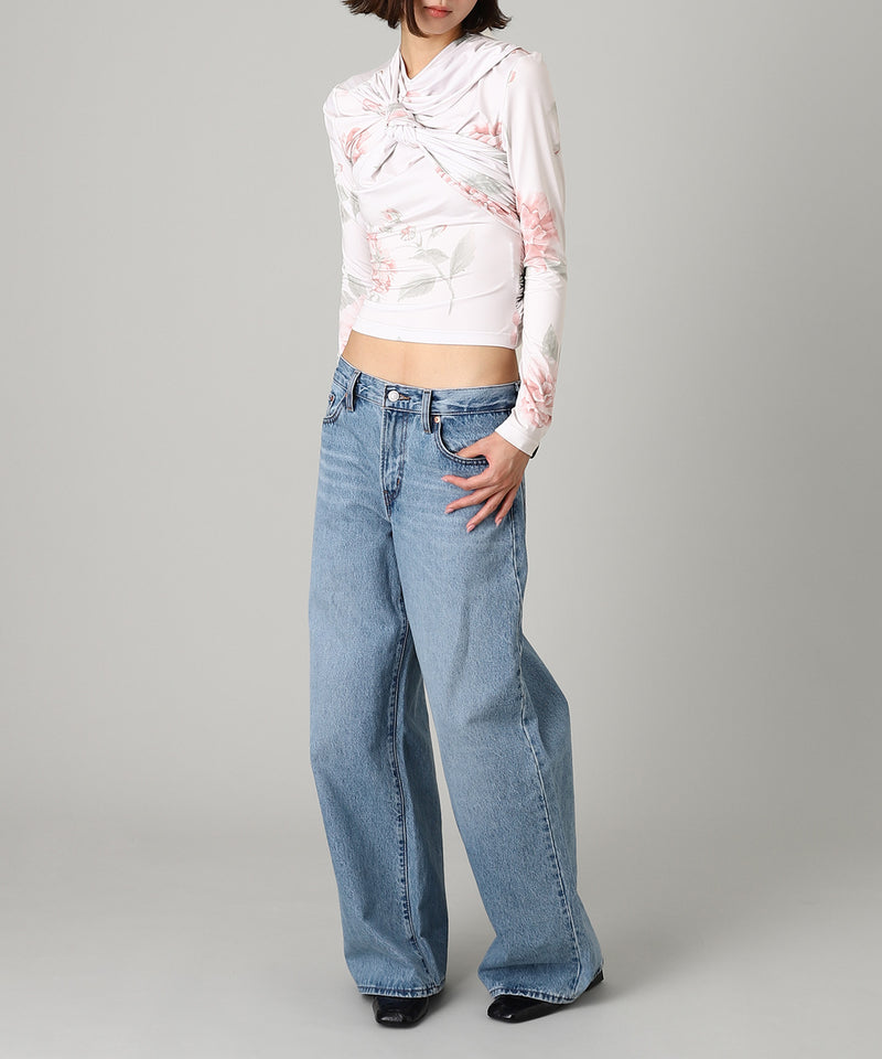 Knotted Jersey Top-rokh-Forget-me-nots Online Store