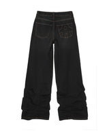 Pleated Jeans Black-AVAVAV-Forget-me-nots Online Store