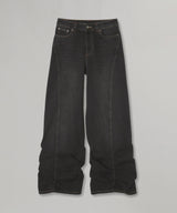 Pleated Jeans Black-AVAVAV-Forget-me-nots Online Store