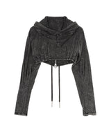 Mold Cropped Hoodie-PONDER.ER-Forget-me-nots Online Store