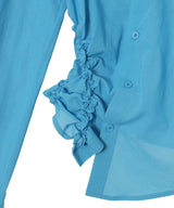 Ozone Sheer Smocked Shirt-PONDER.ER-Forget-me-nots Online Store