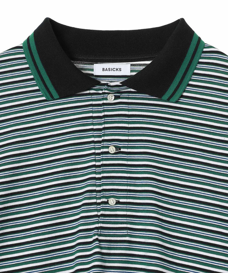 90S Stripe Polo Shirt-BASICKS-Forget-me-nots Online Store