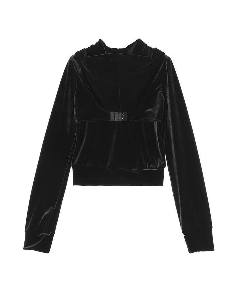 Micro Bra Velour Hoodie-BASICKS-Forget-me-nots Online Store