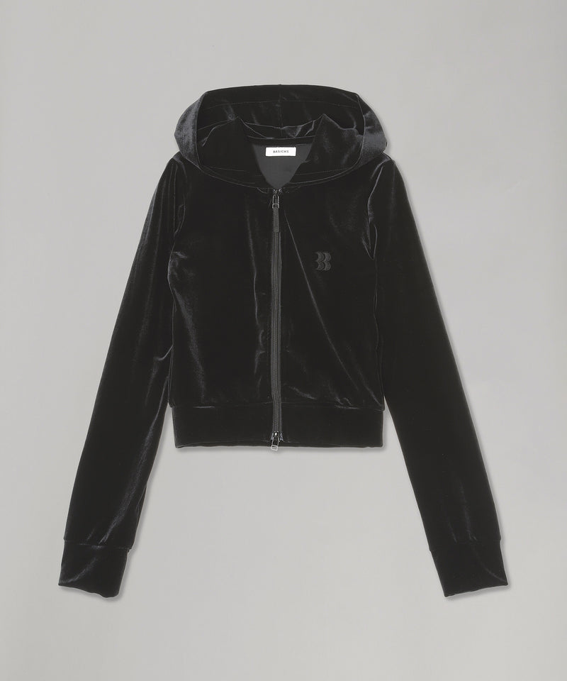 Micro Bra Velour Hoodie-BASICKS-Forget-me-nots Online Store