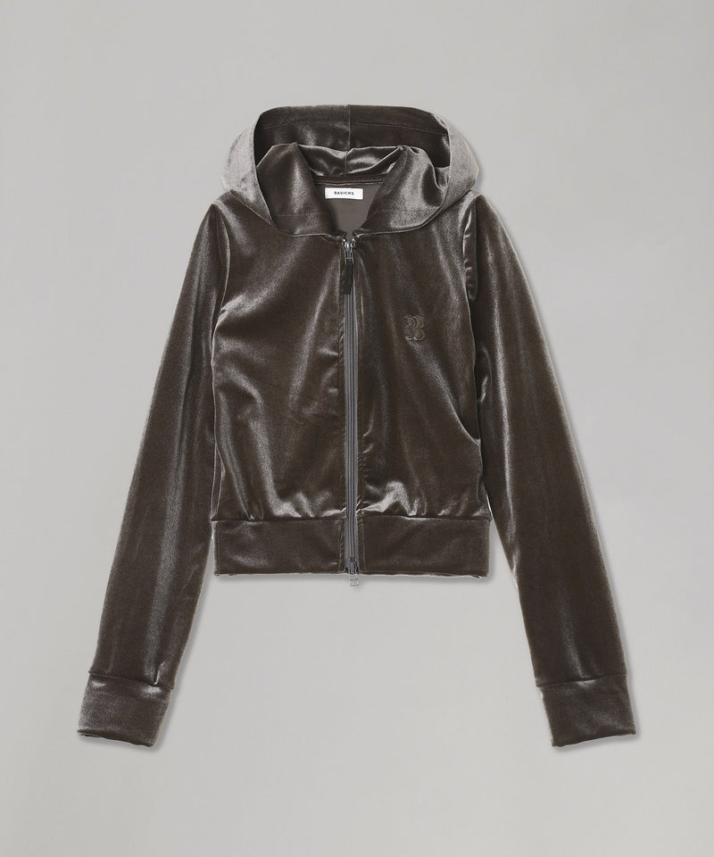 Micro Bra Velour Hoodie-BASICKS-Forget-me-nots Online Store