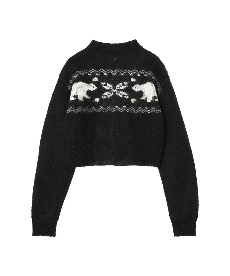 Heart Nordic Short Cardigan-BASICKS-Forget-me-nots Online Store