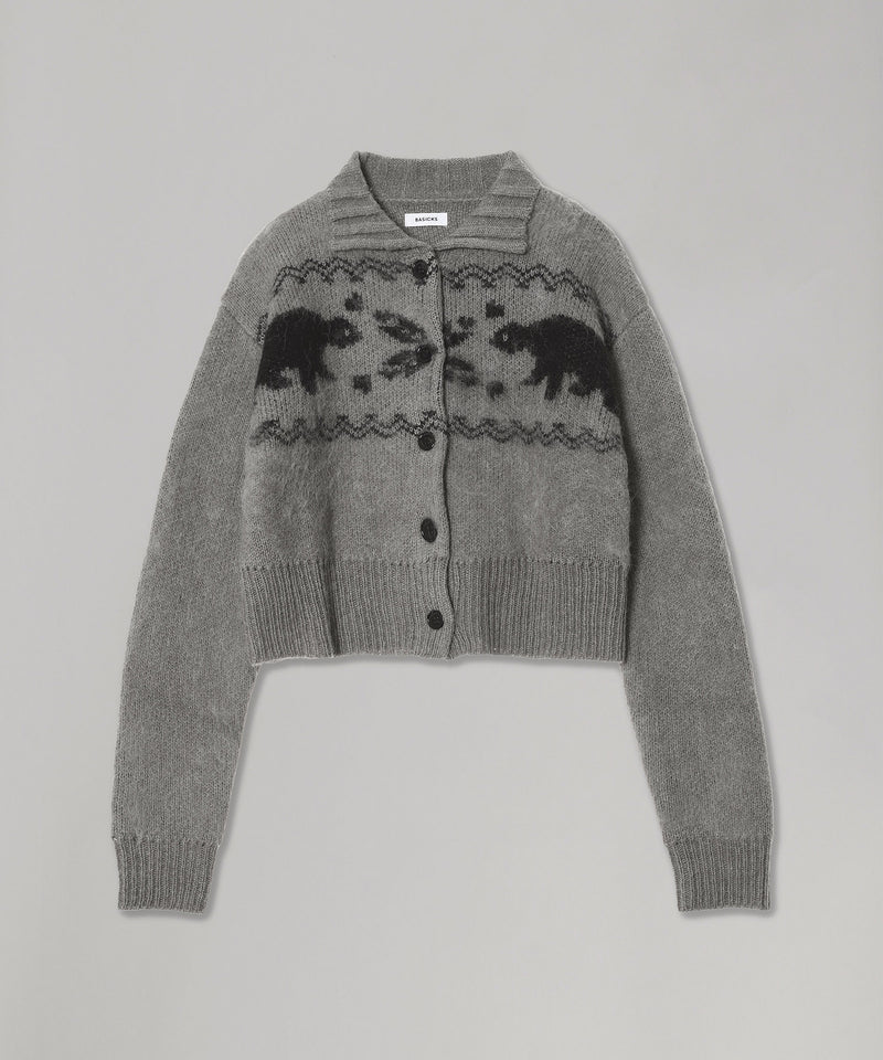Heart Nordic Short Cardigan-BASICKS-Forget-me-nots Online Store