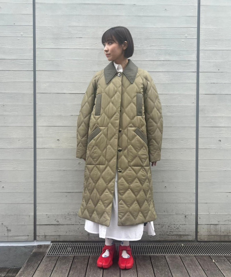 Quilt Raglan Midi Coat-GANNI-Forget-me-nots Online Store