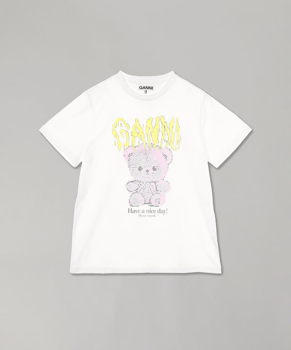 Basic Cotton Jersey Teddy Relaxed T-Shirt-GANNI-Forget-me-nots Online Store