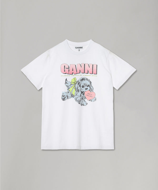 Basic Cotton Jersey Neon Puppy T-Shirt-GANNI-Forget-me-nots Online Store