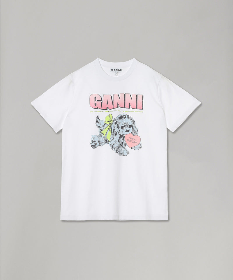 Basic Cotton Jersey Neon Puppy T-Shirt-GANNI-Forget-me-nots Online Store