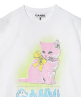 Basic Cotton Jersey Neon Kitty T-Shirt-GANNI-Forget-me-nots Online Store