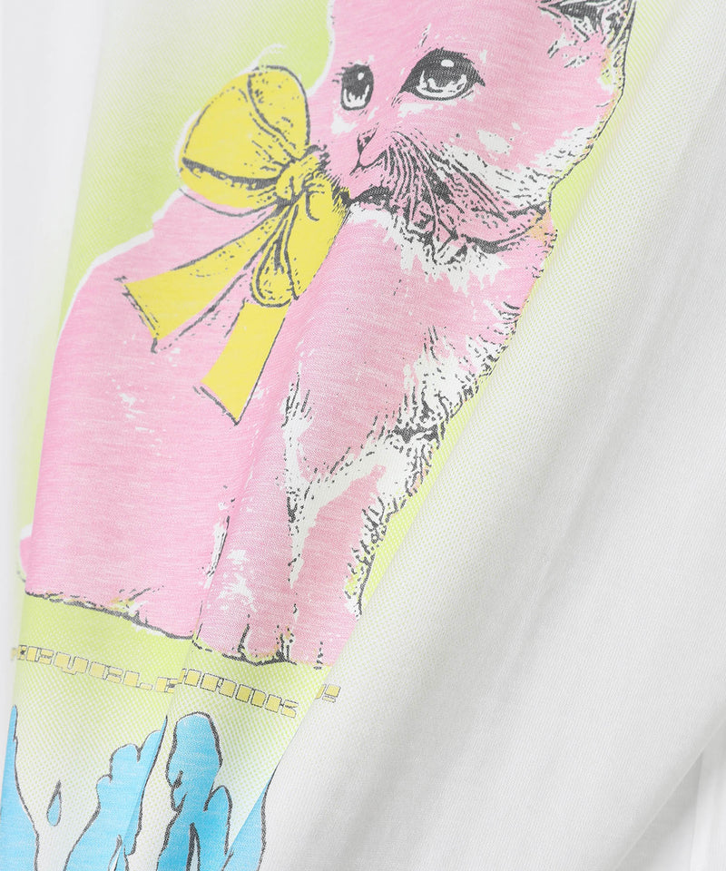 Basic Cotton Jersey Neon Kitty T-Shirt-GANNI-Forget-me-nots Online Store