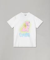 Basic Cotton Jersey Neon Kitty T-Shirt-GANNI-Forget-me-nots Online Store