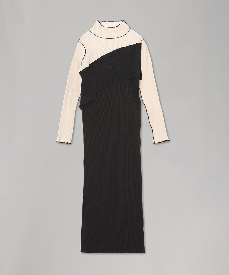 Spiral Wave Long Sleeve Dress High Neck Type-kotohayokozawa-Forget-me-nots Online Store