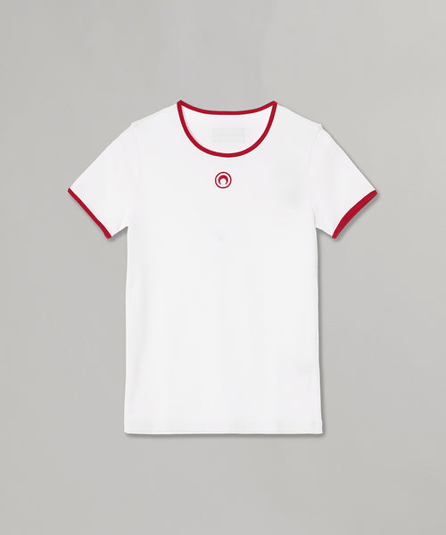 Moon Logo Bicolor Jersey Ss T-Shirt-Marine Serre-Forget-me-nots Online Store