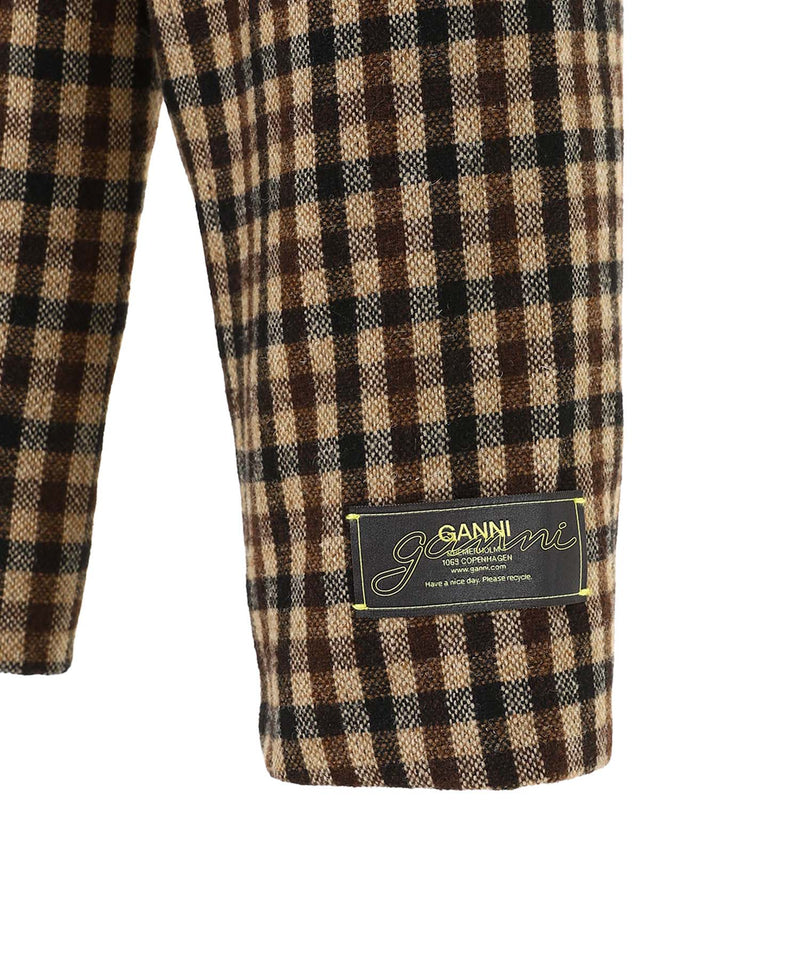 Check Wool Mix Oversized Blazer-GANNI-Forget-me-nots Online Store