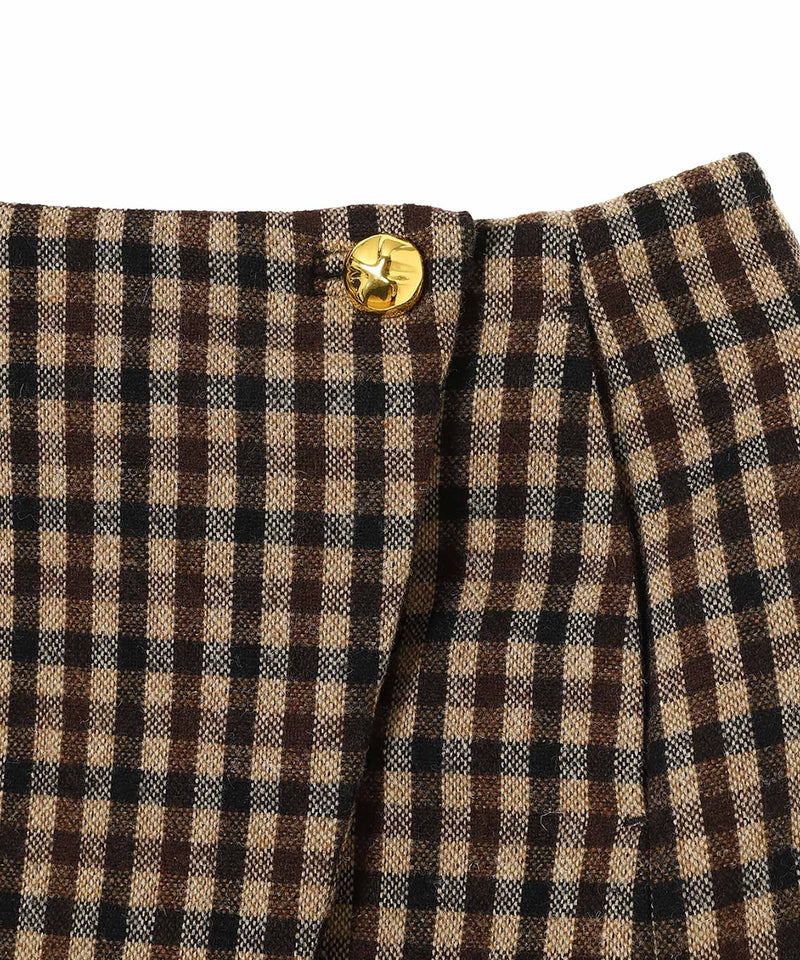 Check Wool Mix Skirt-GANNI-Forget-me-nots Online Store