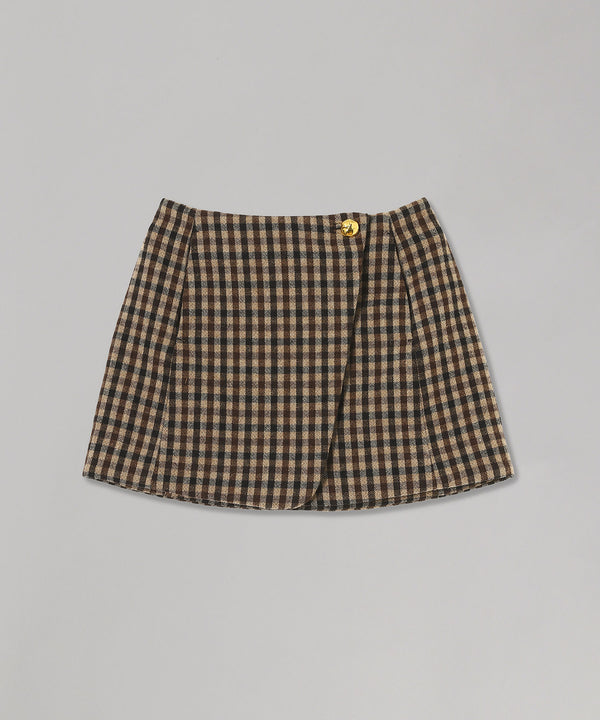 Check Wool Mix Skirt-GANNI-Forget-me-nots Online Store