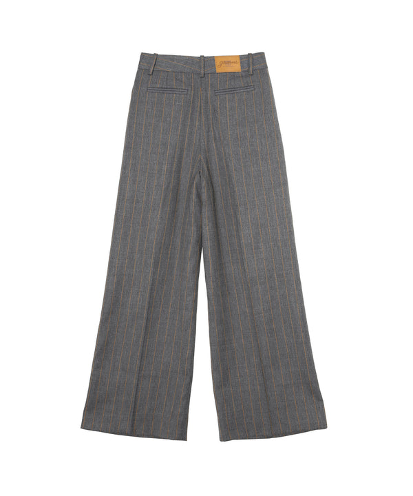 Brushed Wool Stripe Mid Waist Pants-GANNI-Forget-me-nots Online Store