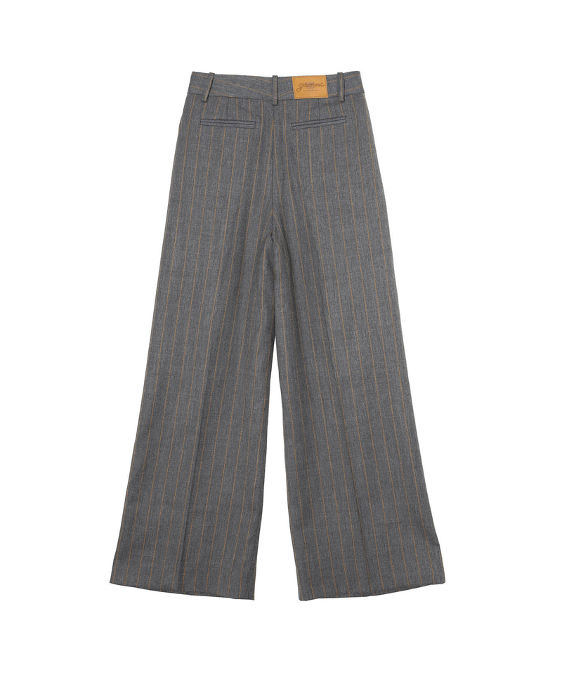 Brushed Wool Stripe Mid Waist Pants-GANNI-Forget-me-nots Online Store