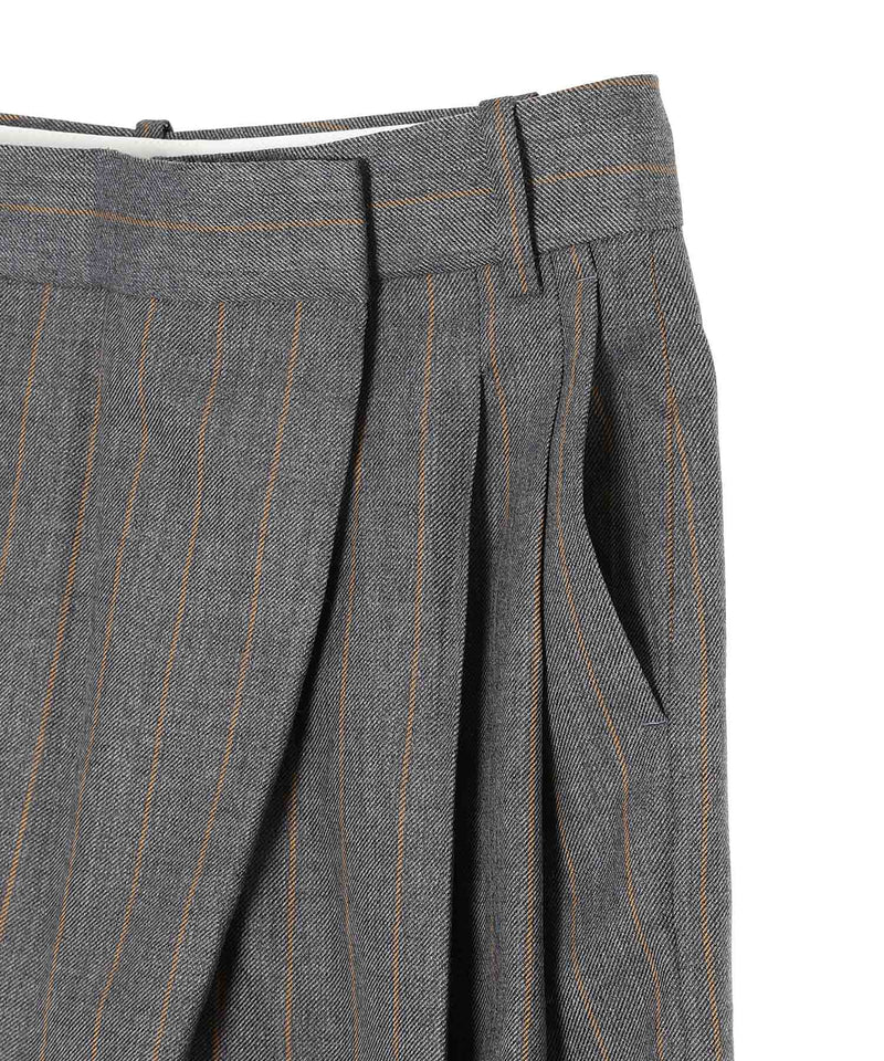 Brushed Wool Stripe Mid Waist Pants-GANNI-Forget-me-nots Online Store