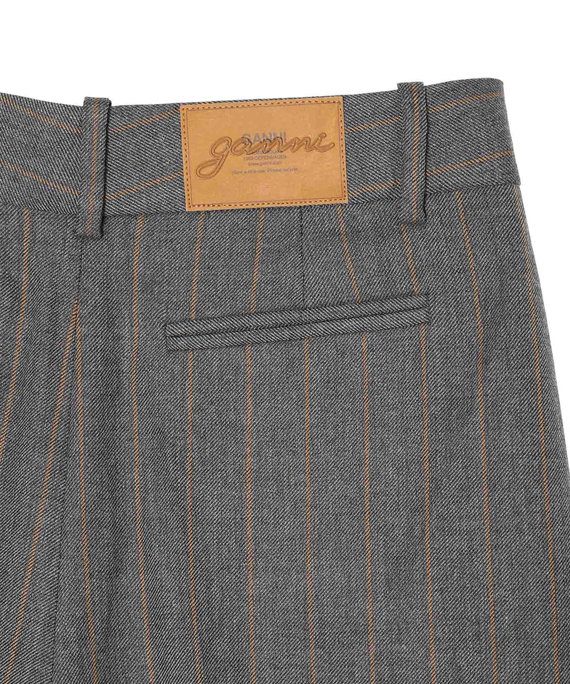 Brushed Wool Stripe Mid Waist Pants-GANNI-Forget-me-nots Online Store