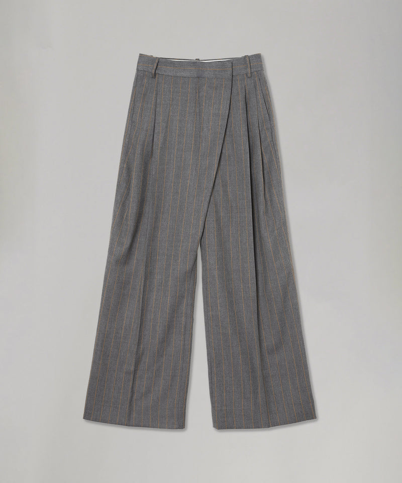 Brushed Wool Stripe Mid Waist Pants-GANNI-Forget-me-nots Online Store