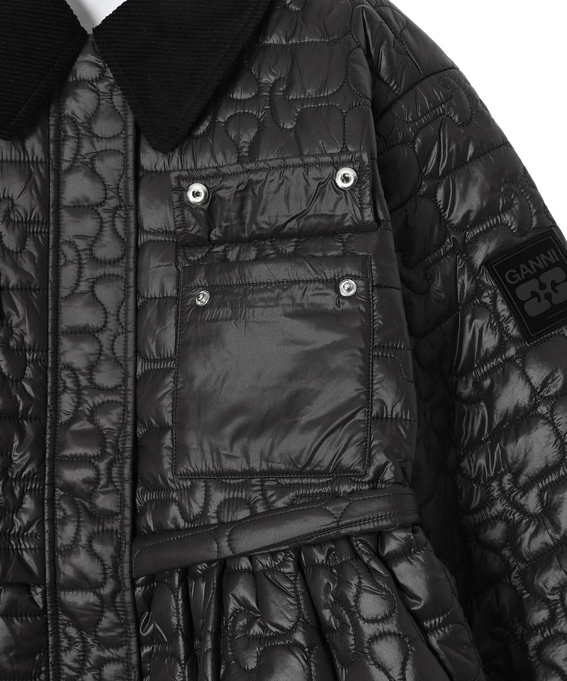 Shiny Quilt Midi Jacket W. Flare-GANNI-Forget-me-nots Online Store