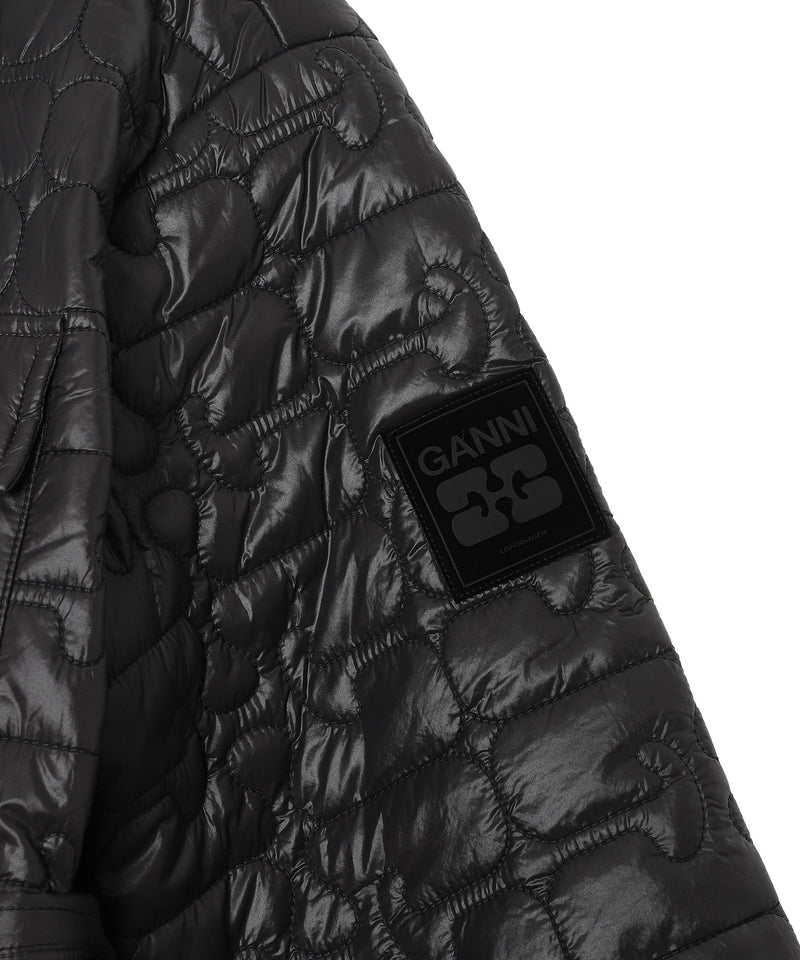 Shiny Quilt Midi Jacket W. Flare-GANNI-Forget-me-nots Online Store