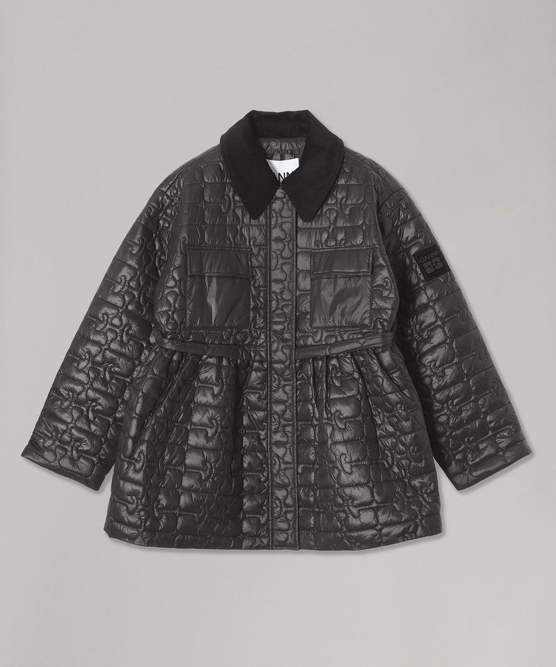 Shiny Quilt Midi Jacket W. Flare-GANNI-Forget-me-nots Online Store