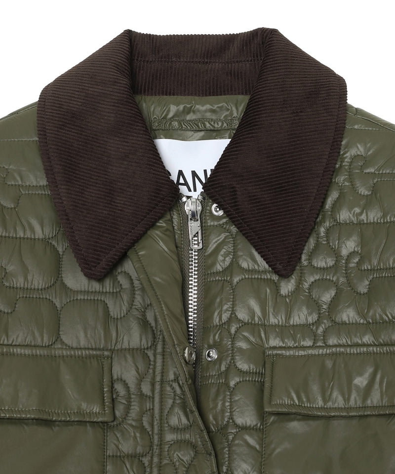 Shiny Quilt Midi Jacket W. Flare-GANNI-Forget-me-nots Online Store