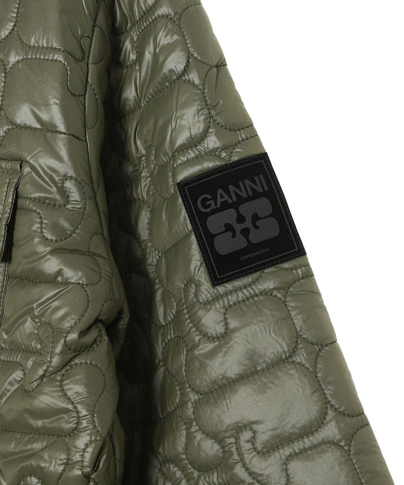 Shiny Quilt Midi Jacket W. Flare-GANNI-Forget-me-nots Online Store