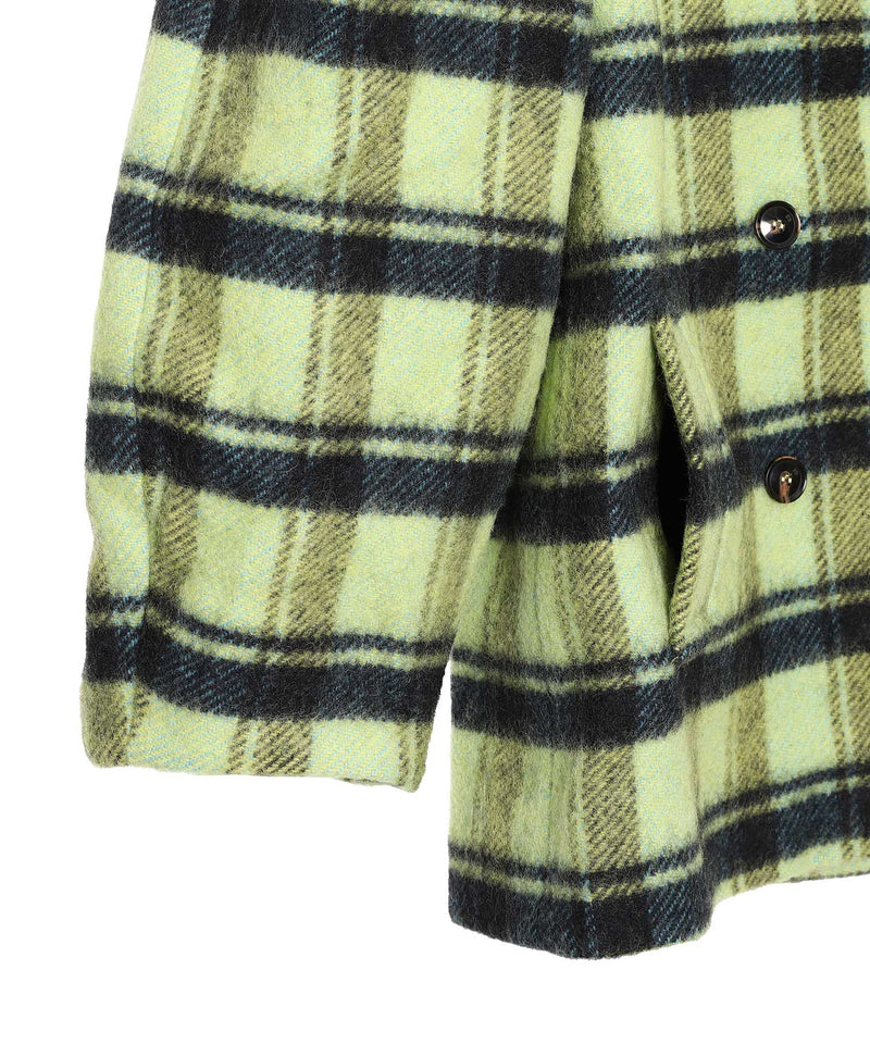 Brushed Wool Check Midi Coat-GANNI-Forget-me-nots Online Store