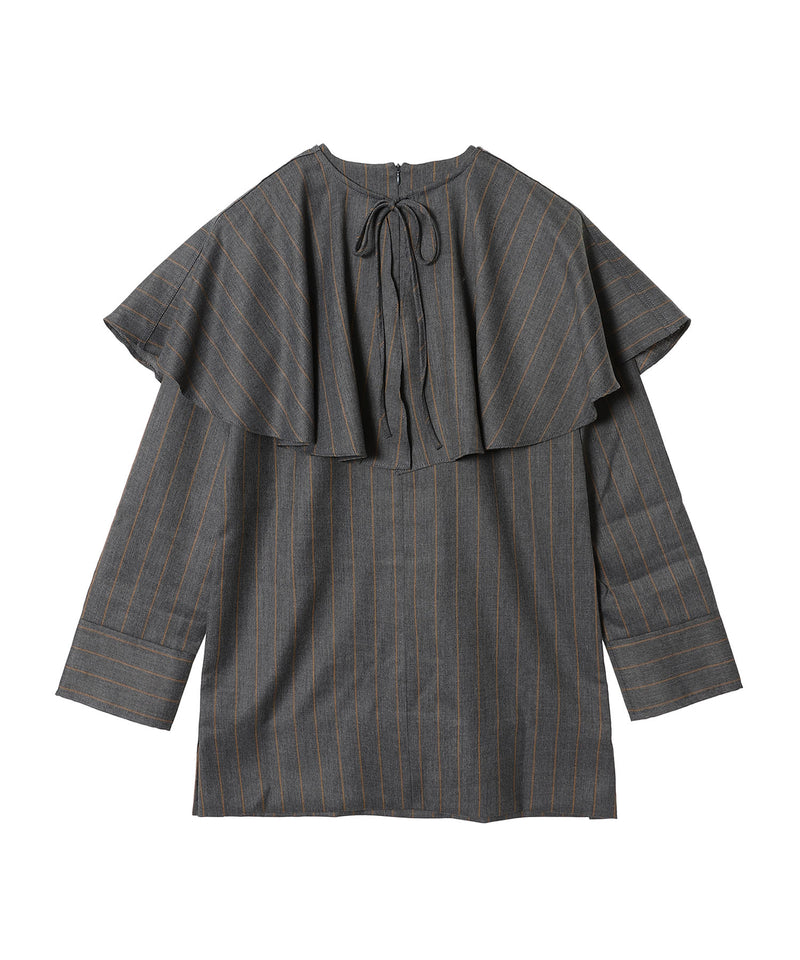 Brushed Wool Stripe Circle Collar Mini Dress-GANNI-Forget-me-nots Online Store