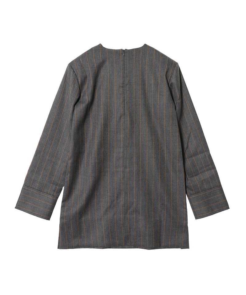 Brushed Wool Stripe Circle Collar Mini Dress-GANNI-Forget-me-nots Online Store