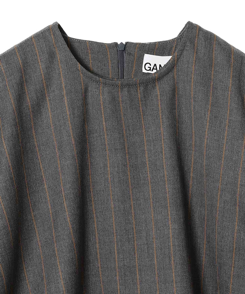 Brushed Wool Stripe Circle Collar Mini Dress-GANNI-Forget-me-nots Online Store