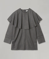 Brushed Wool Stripe Circle Collar Mini Dress-GANNI-Forget-me-nots Online Store