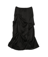 Fluid Satin Jacquard Tuck Detail Long Skirt-GANNI-Forget-me-nots Online Store