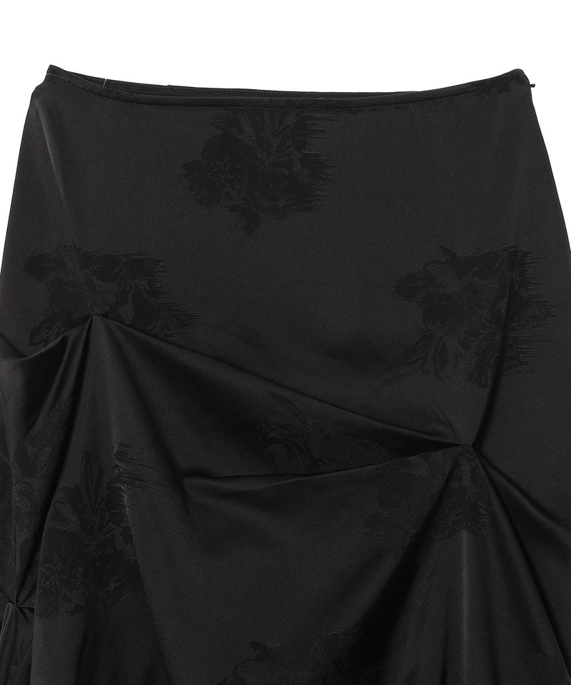 Fluid Satin Jacquard Tuck Detail Long Skirt-GANNI-Forget-me-nots Online Store