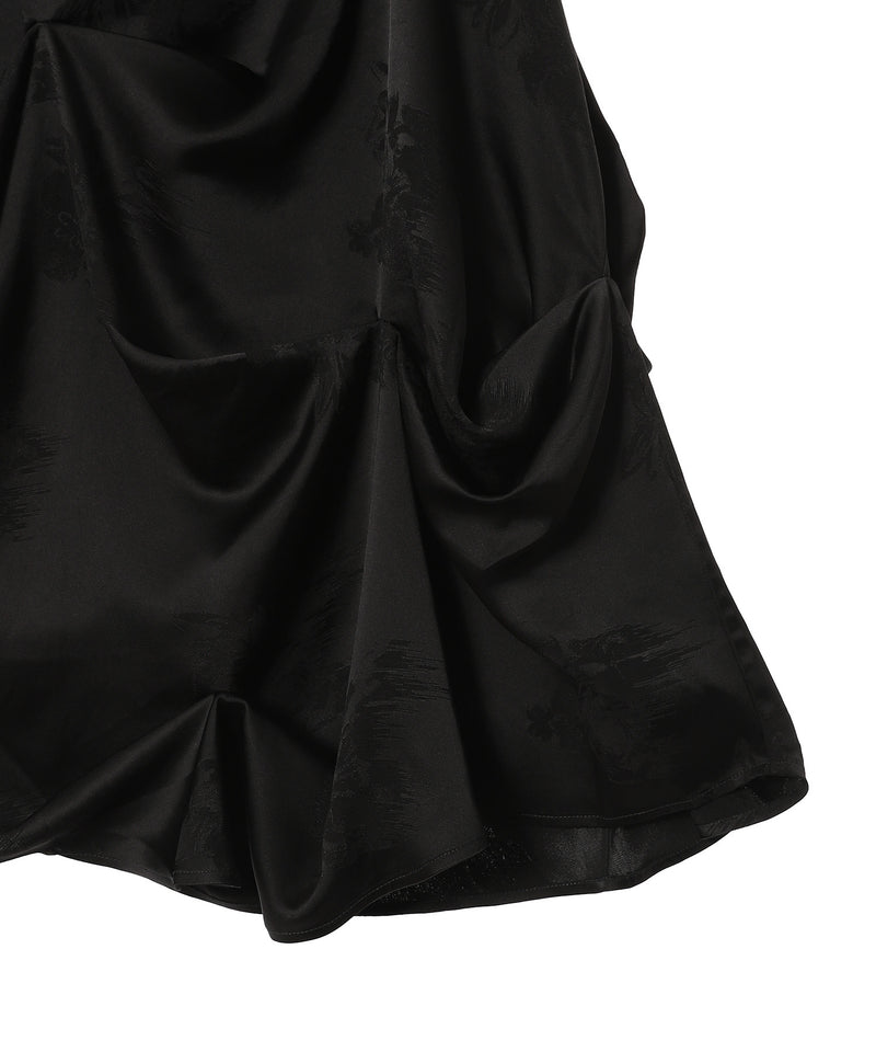 Fluid Satin Jacquard Tuck Detail Long Skirt-GANNI-Forget-me-nots Online Store