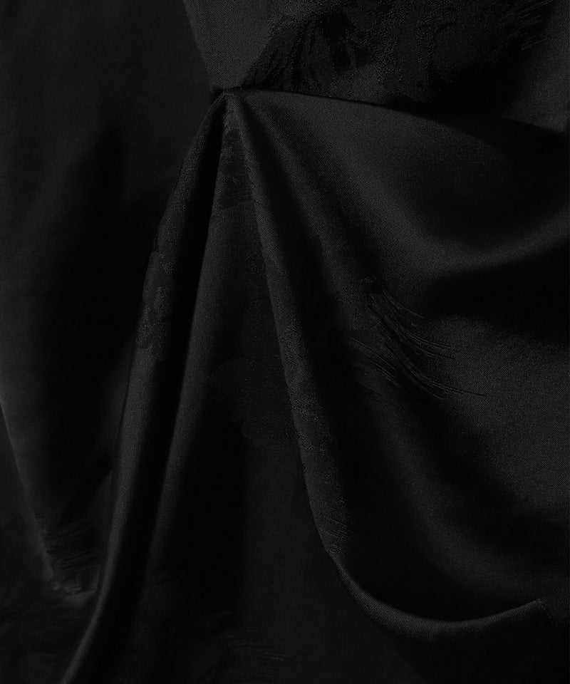 Fluid Satin Jacquard Tuck Detail Long Skirt-GANNI-Forget-me-nots Online Store