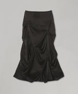 Fluid Satin Jacquard Tuck Detail Long Skirt-GANNI-Forget-me-nots Online Store